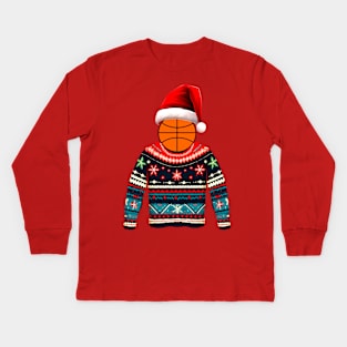 Ugly Christmas Sweater Basketball #2 Kids Long Sleeve T-Shirt